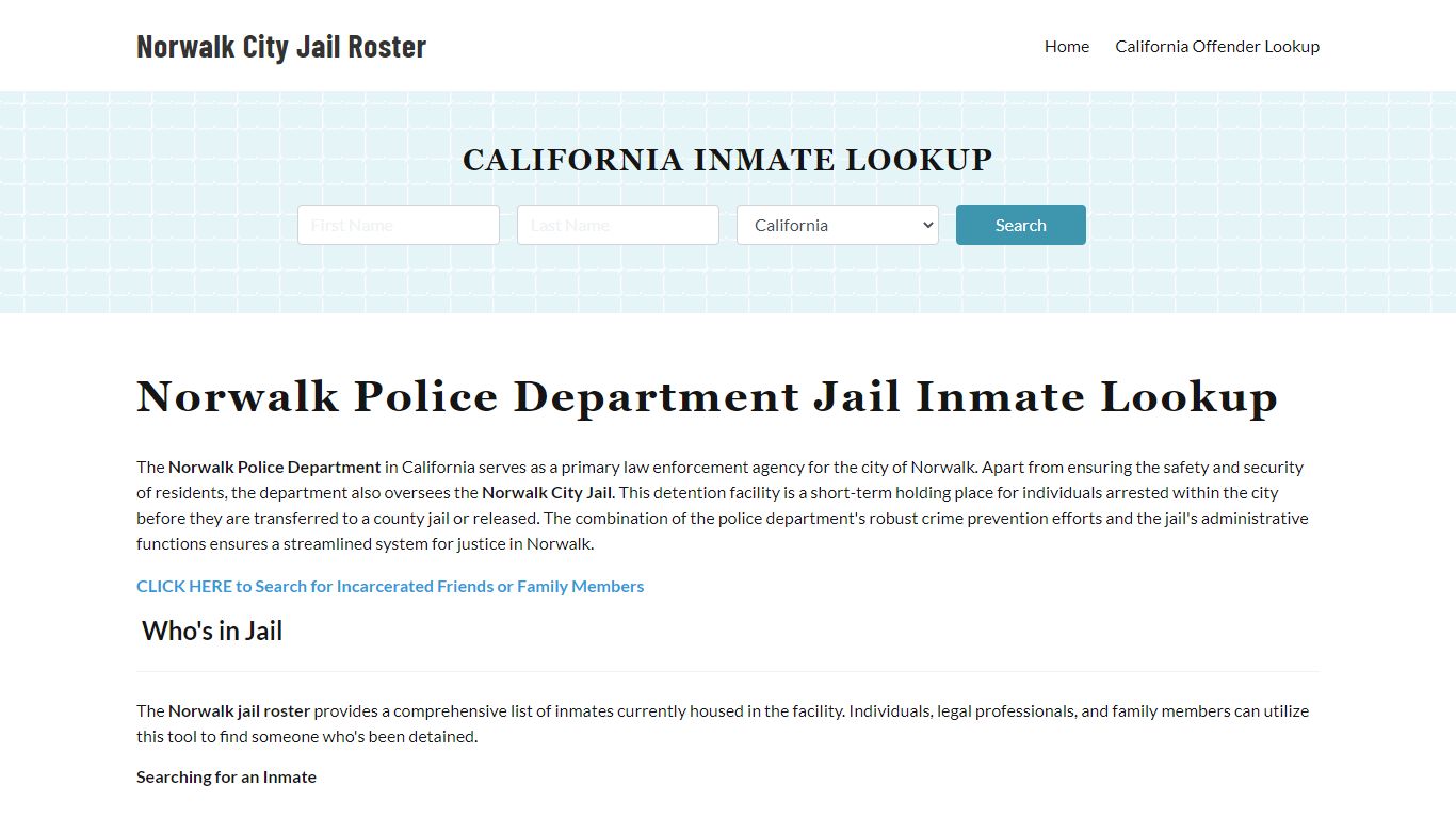 Norwalk Police Department & City Jail, CA Inmate Roster, Arrests, Mugshots