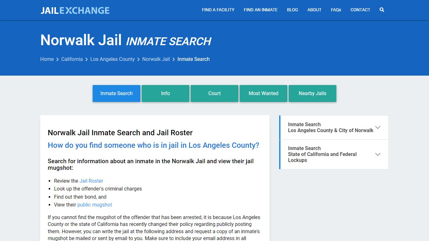 Inmate Search: Roster & Mugshots - Norwalk Jail, CA