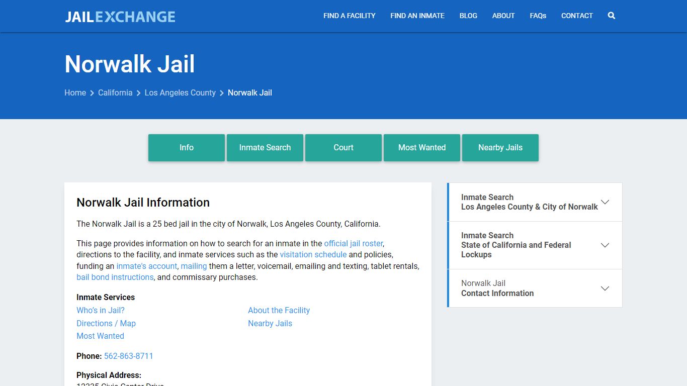 Norwalk Jail, CA Inmate Search, Information - Jail Exchange